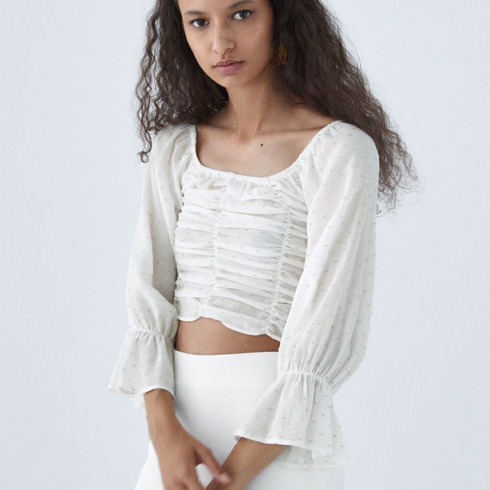 Zara | Crop Top with Dotted Mesh